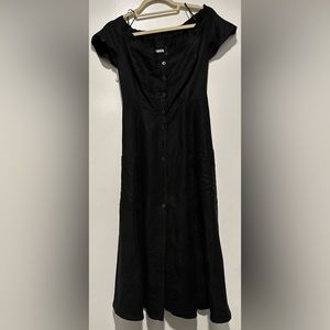 Reformation Black Button-Front Maxi Dress